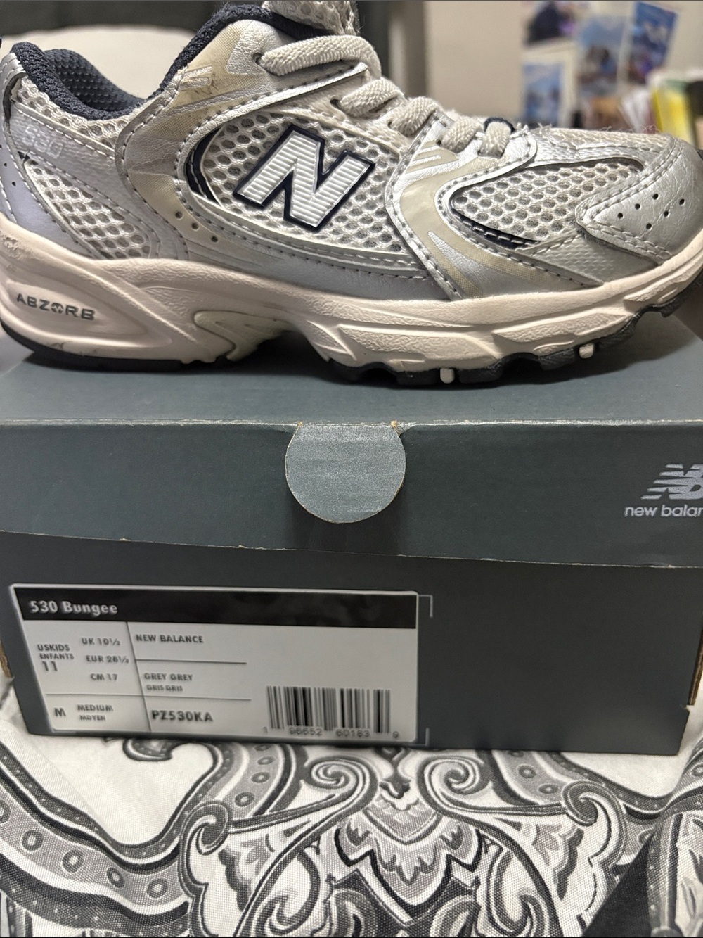 New Balance Grey and White Mesh Athletic Sneakers